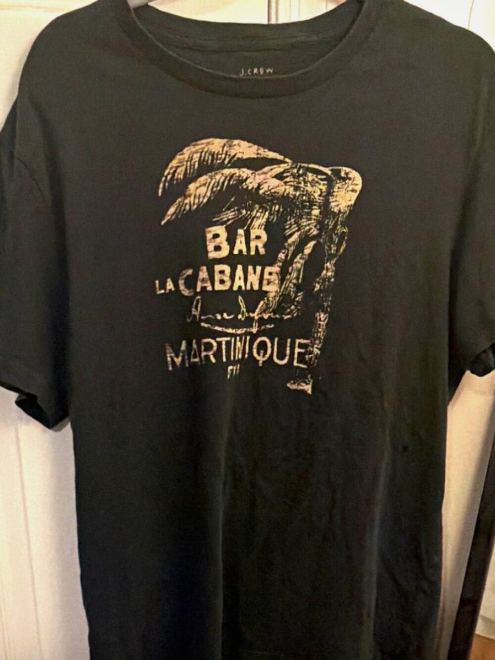 J.CREW XL Regular Black Cotton Jersey Crew Neck Palm Tree Graphic Tee